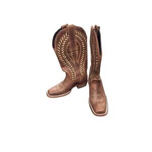 J.B. Dillon Reserve Fawnlilly Women's Cream Vine Inlay‎ Western Boots Size 5